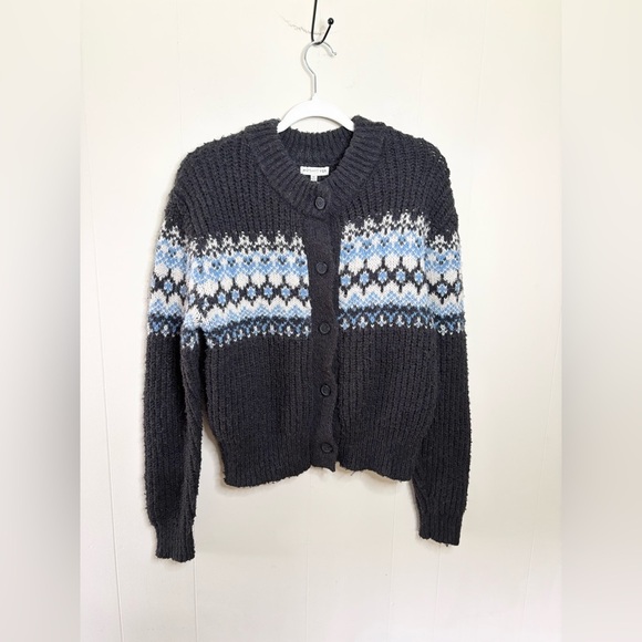 Moon River fair aisle chunky knit soft cardigan sweater size M Anthropologie - Picture 2 of 8